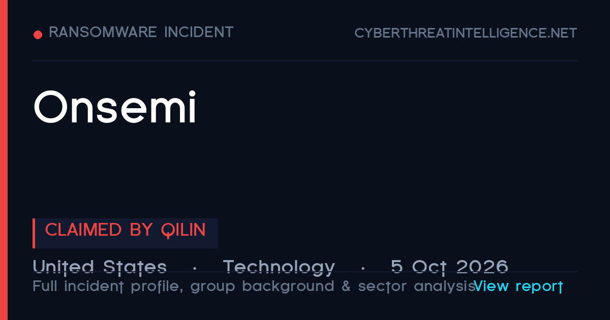 onsemi·Qilin 랜섬웨어 피해 게시 카드